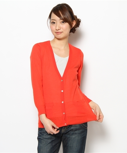 JOURNAL STANDARD(ジャーナルスタンダード)の「エアリーテンジク Vネックカーディガン#(カーディガン/ボレロ・レディース・ネイビー/ピンク/サックスブルー/オレンジ/イエロー/グリーン/ライトグリーン・MEDIUM/SMALL)」の15枚目の写真