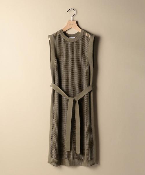BEAUTY&YOUTH UNITED ARROWS（ビューティーアンドユースユナイテッドアローズ）の「BY コットンメッシュバックスリットノースリーブワンピース о（ワンピース・レディース・ベージュ/オリーブ・FREE）」の3枚目の写真