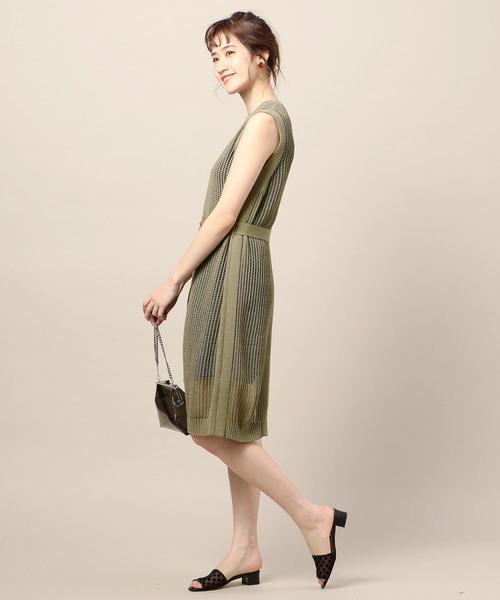 BEAUTY&YOUTH UNITED ARROWS（ビューティーアンドユースユナイテッドアローズ）の「BY コットンメッシュバックスリットノースリーブワンピース о（ワンピース・レディース・ベージュ/オリーブ・FREE）」の10枚目の写真