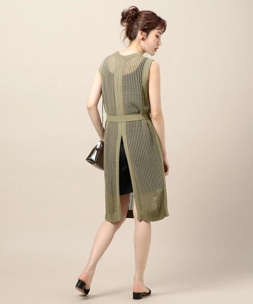 BEAUTY&YOUTH UNITED ARROWS（ビューティーアンドユースユナイテッドアローズ）の「BY コットンメッシュバックスリットノースリーブワンピース о（ワンピース・レディース・ベージュ/オリーブ・FREE）」の11枚目の写真