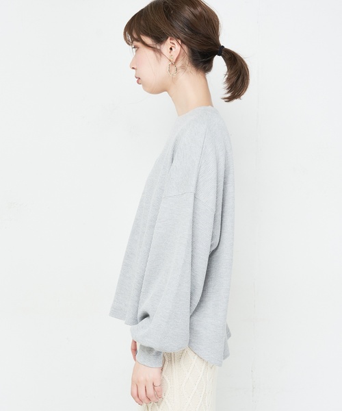 natural couture（ナチュラルクチュール）の「ちびロゴ刺繍入りワッフルロンT（Tシャツ/カットソー・レディース・ブラック/アイボリー/トップグレー/ピンク系その他・FREE）」の22枚目の写真