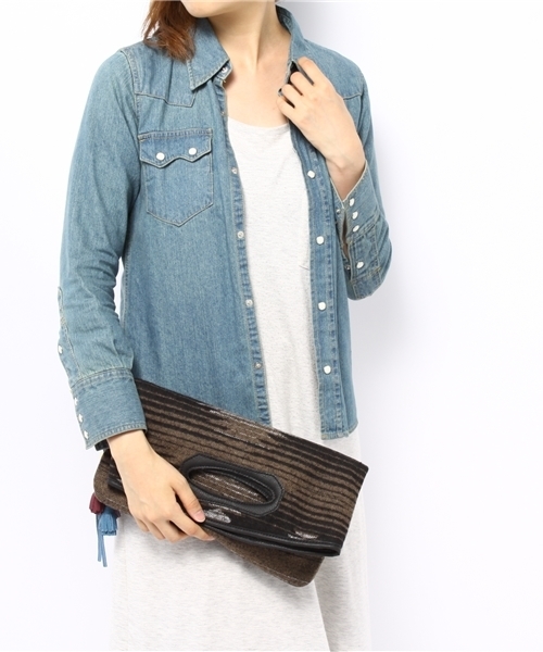 Another Edition（アナザーエディション）の「AE[EC]NATIV CLT（クラッチバッグ・レディース・ブラック/シャーベット・フリー）」の4枚目の写真