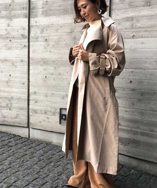 meJane（ミージェーン）の「キャンディースリーブ/BIGトレンチコート（トレンチコート・レディース・ベージュ/キャメル/ライトベージュ/カーキ/モカ/ダークベージュ/ナチュラル・フリー）」の6枚目の写真