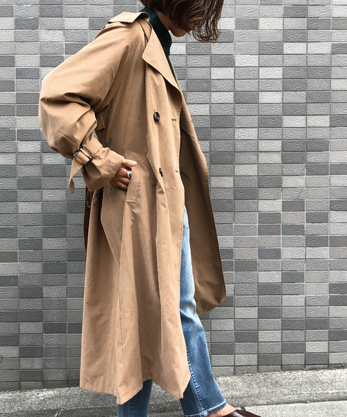 meJane（ミージェーン）の「キャンディースリーブ/BIGトレンチコート（トレンチコート・レディース・ベージュ/キャメル/ライトベージュ/カーキ/モカ/ダークベージュ/ナチュラル・フリー）」の3枚目の写真