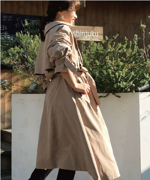 meJane（ミージェーン）の「キャンディースリーブ/BIGトレンチコート（トレンチコート・レディース・ベージュ/キャメル/ライトベージュ/カーキ/モカ/ダークベージュ/ナチュラル・フリー）」の4枚目の写真