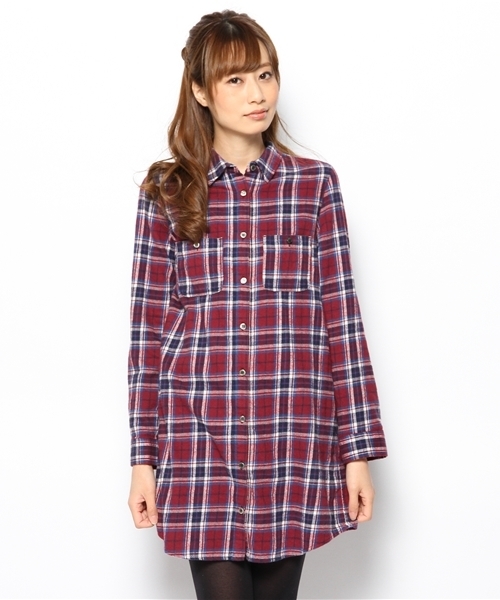 Another Edition（アナザーエディション）の「AE C/NEL CHK SHT OP（ワンピース・レディース・イエロー/ターコイズブルー/ワインレッド・フリー）」の3枚目の写真