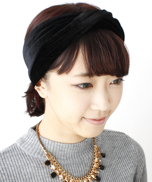 WEGO（ウィゴー）の「ベロアヘアバンド（ヘアバンド・レディース・ブラック/ネイビー/ワイン・FREE）」の2枚目の写真