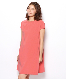 Aライン半袖ドレープワンピース