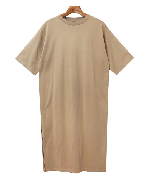 andme（アンドミー）の「コットン天竺半袖マキシ丈Tシャツ