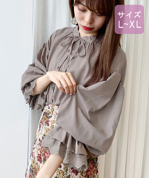 apres jour（アプレジュール）の「【大きいサイズ】袖レースボリュームブラウス【ZOZOTOWN限定アイテム】19AW★（シャツ/ブラウス・レディース・ダークブラウン/オフホワイト/ボルドー/モカ/ライトベージュ・X-LARGE）」の21枚目の写真