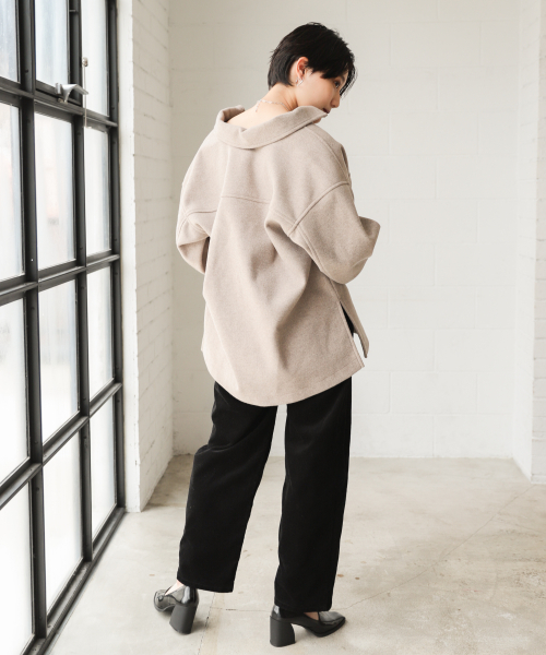 PAGEBOY（ページボーイ）の「コアジャージCPOジャケット（ブルゾン・レディース・ブラック/オフホワイト/モカ/ダークブラウン・FREE）」の16枚目の写真