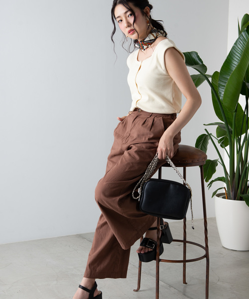 WEGO（ウィゴー）の「WEGO/【セットアップ対応商品】リネンブレンドタックワイドパンツ（その他パンツ・レディース・ブラウン/ブラウン系その他2/ライトベージュ/ベージュ系その他2・FREE）」の7枚目の写真