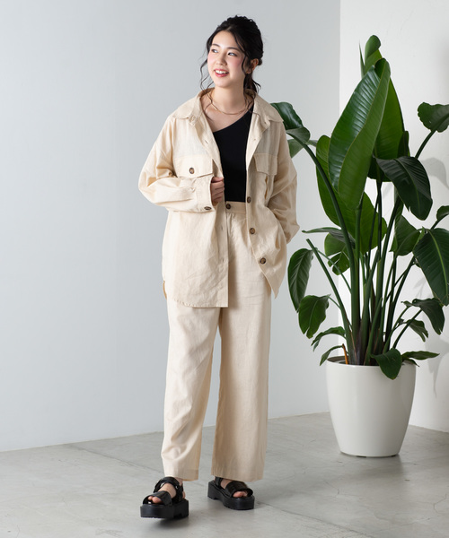 WEGO（ウィゴー）の「WEGO/【セットアップ対応商品】リネンブレンドタックワイドパンツ（その他パンツ・レディース・ブラウン/ブラウン系その他2/ライトベージュ/ベージュ系その他2・FREE）」の11枚目の写真