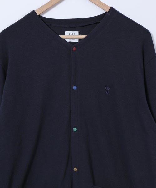 coen（コーエン）の「オープンエンド天竺クレイジーボタンカーディガン（カーディガン/ボレロ・メンズ・ネイビー/ダークグリーン・X-LARGE/LARGE/MEDIUM/SMALL）」の9枚目の写真