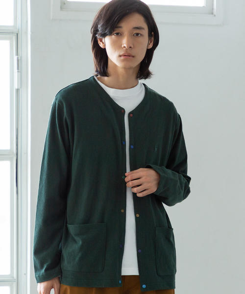coen（コーエン）の「オープンエンド天竺クレイジーボタンカーディガン（カーディガン/ボレロ・メンズ・ネイビー/ダークグリーン・X-LARGE/LARGE/MEDIUM/SMALL）」の12枚目の写真
