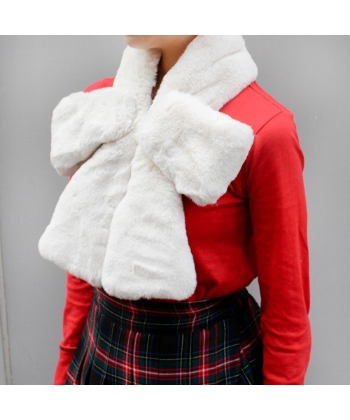 Casselini（キャセリーニ）の「リボンティペット（マフラー・レディース・ベージュ/グレー/ピンク/アイボリー/レオパード・FREE）」の2枚目の写真