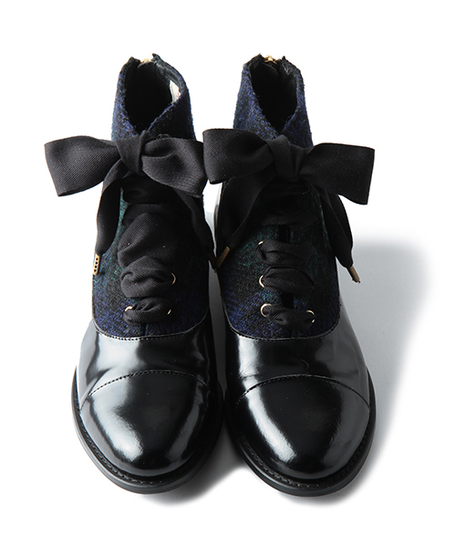 bpr BEAMS Women's（ビーピーアール　ビームス）の「F-TROUPE×BEAMS / 別注 ハリスツイード バックジップ ブーツ（ブーツ・レディース・ブラック・36/39/37/38）」の2枚目の写真