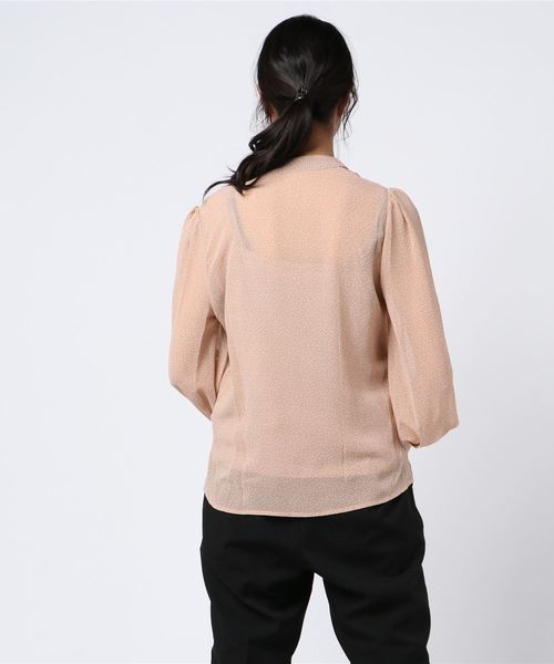 Leja（レジャ）の「ドットリボン2WAYボリュームスリーブブラウス（Tシャツ/カットソー・レディース・ブラウン/ブラック・FREE）」の3枚目の写真