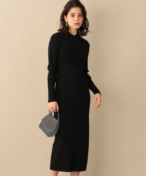 CAST:(キャスト)の「ビスチェカラーニットドレス(ワンピース)」|ブラック