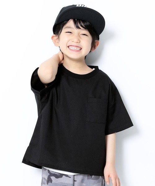 devirock(デビロック)の「リネン風Tシャツ(Tシャツ/カットソー・キッズ・モカ/テラコッタ/ブラック/マスタード/パープル/ダークグリーン・120cm/130cm/150cm/100cm/110cm/140cm/160cm)」の2枚目の写真
