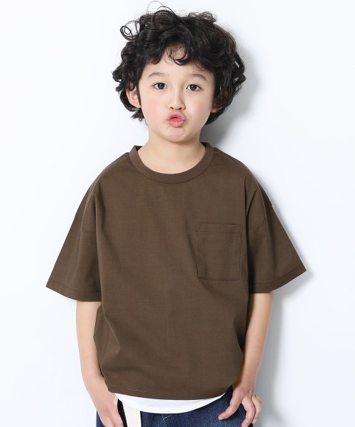 devirock(デビロック)の「リネン風Tシャツ(Tシャツ/カットソー・キッズ・モカ/テラコッタ/ブラック/マスタード/パープル/ダークグリーン・120cm/130cm/150cm/100cm/110cm/140cm/160cm)」の3枚目の写真