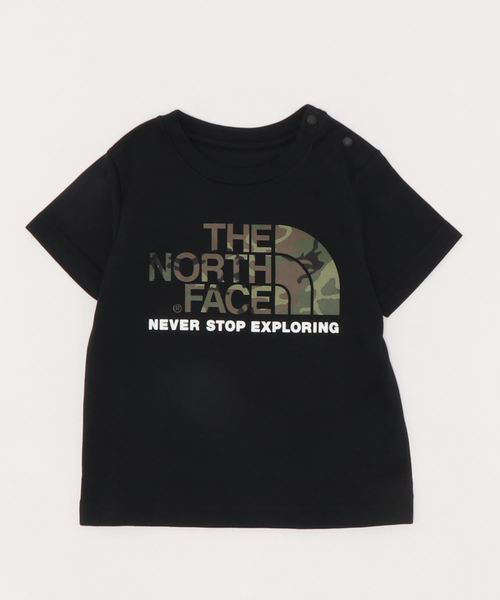 THE NORTH FACE(ザノースフェイス)の「NTB32092/camo logo Tシャツノースフェイス ロゴT(Tシャツ/カットソー)」|ブラック