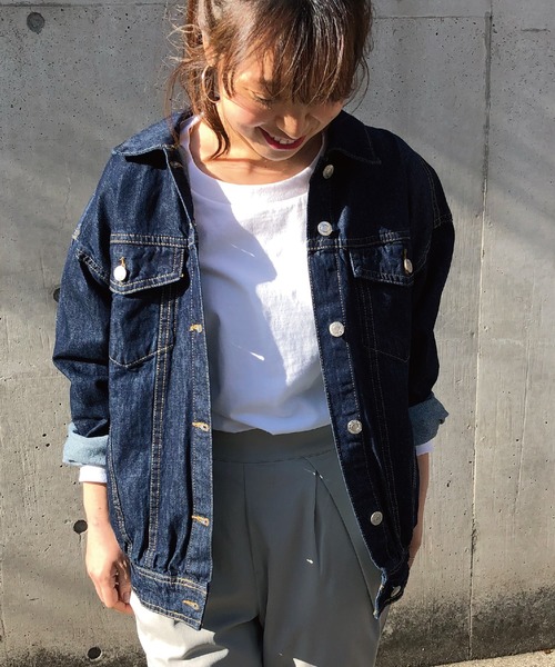 meJane（ミージェーン）の「BIG/Ｇジャン（デニムジャケット・レディース・サックスブルー/ブラック/ネイビー/ブルー・FREE）」の3枚目の写真