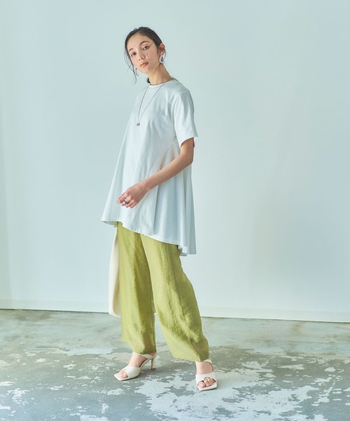 titivate（ティティベイト）の「バックフレアTシャツ（Tシャツ/カットソー・レディース・ブラック/オフホワイト/キャメル/グリーン系その他/パープル/ライトグリーン・FREE）」の8枚目の写真