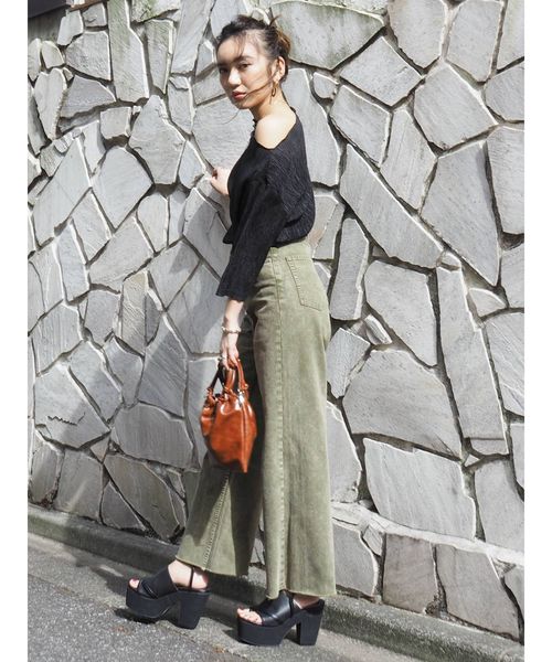 EVRIS（エヴリス）の「SIMPLEワイドデニムパンツ（デニムパンツ・レディース・ホワイト/ブラウン/カーキ・SMALL/MEDIUM）」の12枚目の写真