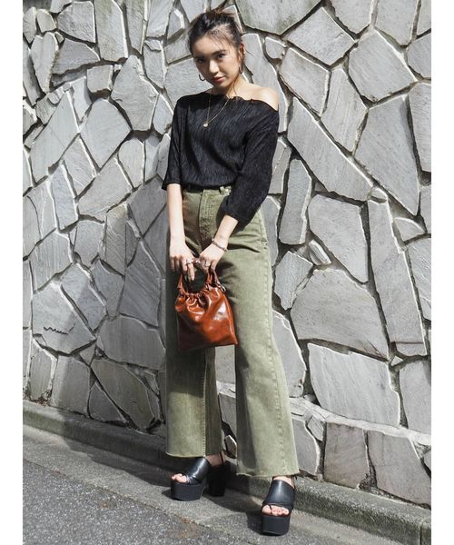 EVRIS（エヴリス）の「SIMPLEワイドデニムパンツ（デニムパンツ・レディース・ホワイト/ブラウン/カーキ・SMALL/MEDIUM）」の10枚目の写真