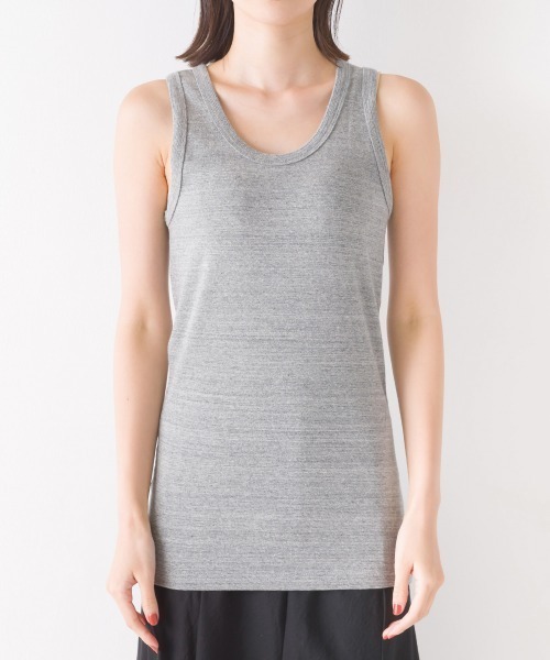 OMNES（オムネス）の「ストレッチジャガード　タンクトップ（タンクトップ・レディース・ホワイト系その他/ホワイト系その他2/杢グレー/ブラック/ホワイト/ネイビー/チャコールグレー/ベージュ/ブルー/ブラック系その他2・MEDIUM/SMALL）」の7枚目の写真