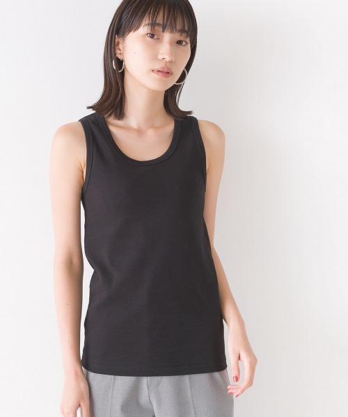 OMNES（オムネス）の「ストレッチジャガード　タンクトップ（タンクトップ・レディース・ホワイト系その他/ホワイト系その他2/杢グレー/ブラック/ホワイト/ネイビー/チャコールグレー/ベージュ/ブルー/ブラック系その他2・MEDIUM/SMALL）」の20枚目の写真