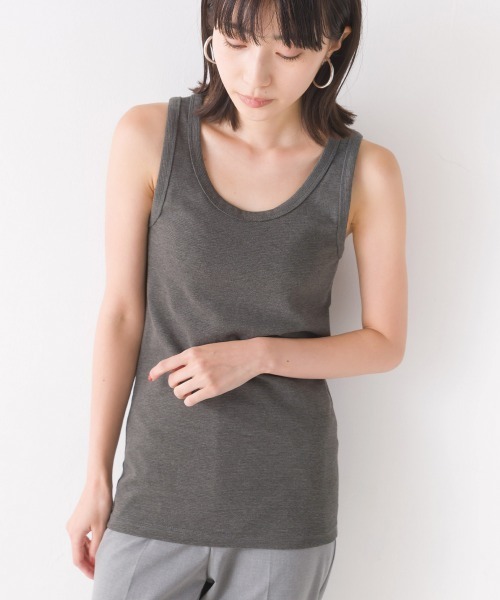 OMNES（オムネス）の「ストレッチジャガード　タンクトップ（タンクトップ・レディース・ホワイト系その他/ホワイト系その他2/杢グレー/ブラック/ホワイト/ネイビー/チャコールグレー/ベージュ/ブルー/ブラック系その他2・MEDIUM/SMALL）」の21枚目の写真