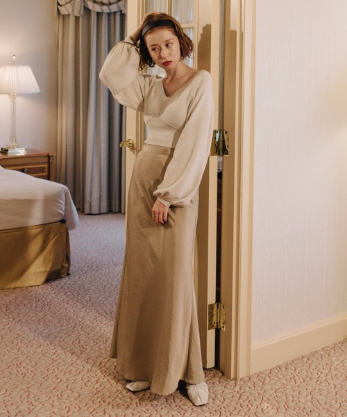 flowriri（フロウリリ）の「flowriri　サテンバイアススカート（スカート・レディース・ブラウン/ベージュ・FREE）」の2枚目の写真