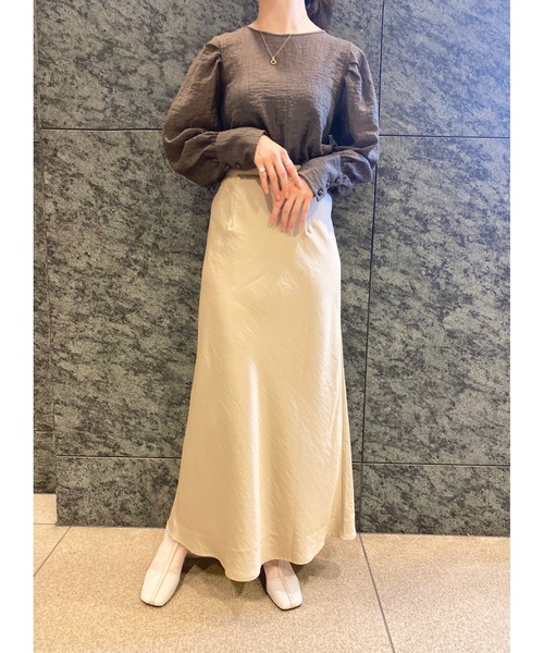 flowriri（フロウリリ）の「flowriri　サテンバイアススカート（スカート・レディース・ブラウン/ベージュ・FREE）」の11枚目の写真