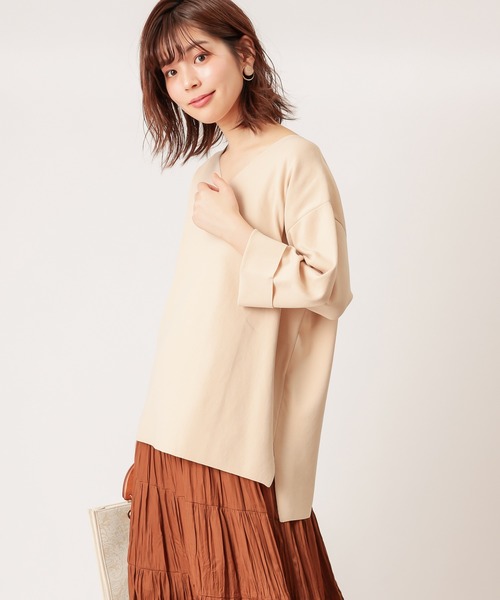 natural couture（ナチュラルクチュール）の「フワ軽スポンジヤーンストレートスリーブニット（ニット/セーター・レディース・ベージュ/カーキ/アイボリー/ラベンダー・FREE）」の15枚目の写真