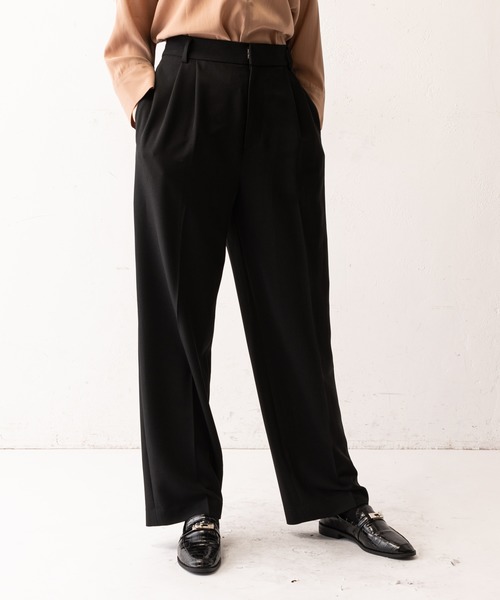 合わせやすい！【ElisabettaFranchi】パンツ ベルト付き ベルト付ワイドパンツ – レディースファッション通販の夢展望
