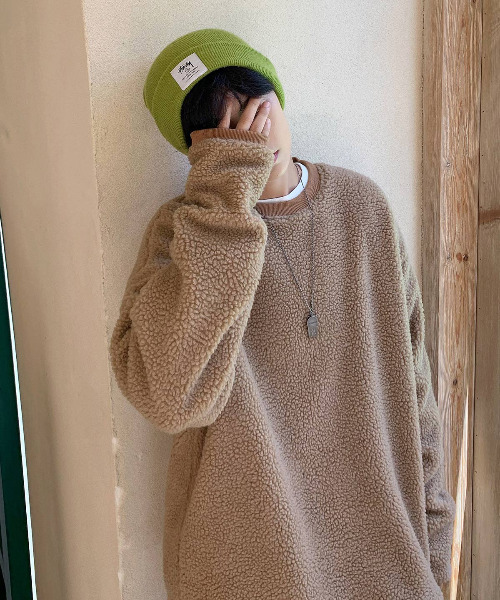 neos（ネオス）の「【neos -addictive design-】ルーズシルエット シープボア クルーネック バイカラー トレーナー（スウェット・メンズ・オフホワイト/ホワイト×ネイビー/ブラック/ベージュ/カーキ/ネイビー・MEDIUM/LARGE/X-LARGE）」の13枚目の写真