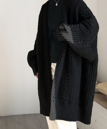 ケーブルニットロングカーディガン