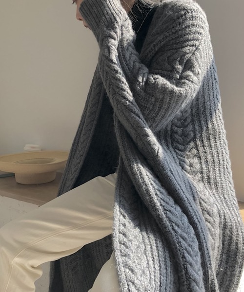 セール】ケーブルニットロングカーディガン（カーディガン/ボレロ