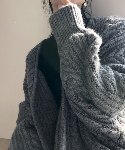 セール】ケーブルニットロングカーディガン（カーディガン/ボレロ