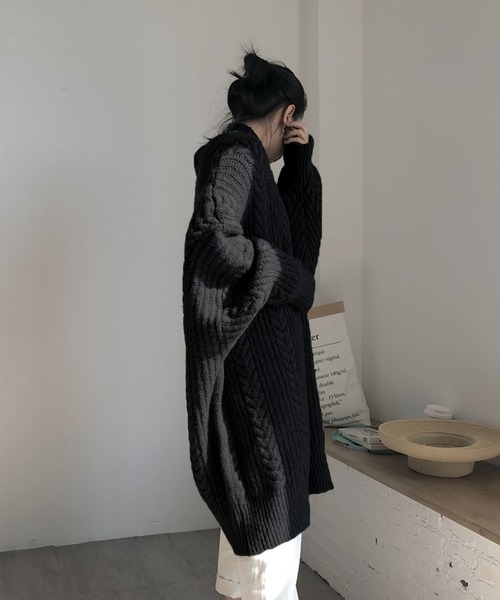 セール】ケーブルニットロングカーディガン（カーディガン/ボレロ