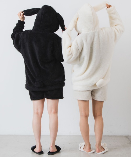 WEGO（ウィゴー）の「WEGO/ウサギパーカー（パーカー・レディース・ブラック/オフホワイト・FREE）」の7枚目の写真