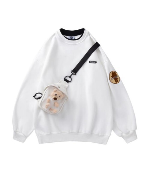 HOOK（フック）の「【HOOK】トレーナー クマショルダーバッグ付き（スウェット・メンズ・ホワイト/ブラック/イエロー・M/L/XL）」の2枚目の写真