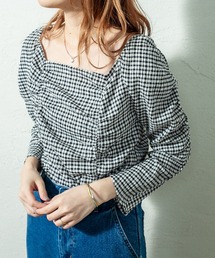 mystic | シャーリングチェックブラウス(シャツ/ブラウス)