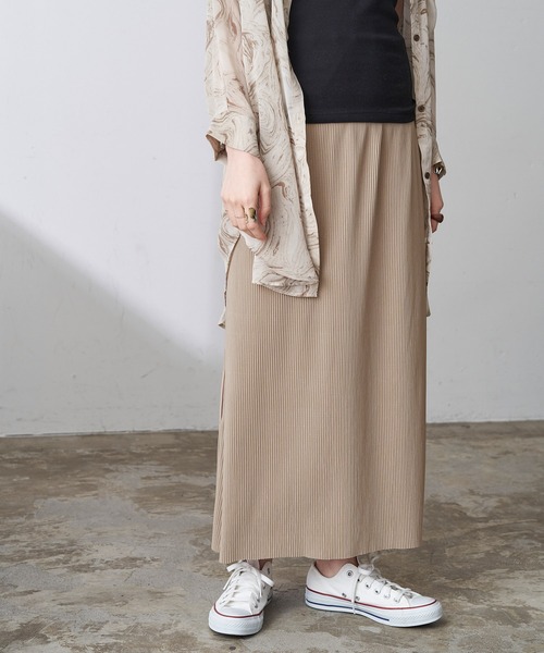 Chaco closet（チャコ クローゼット）の「プリーツストレートロングスカート（スカート・レディース・チャコールグレー/ライトグレー/ブラック/ブルー/ライトグリーン/アイボリー/グレー系その他/グレイッシュベージュ/コーラル・FREE）」の7枚目の写真