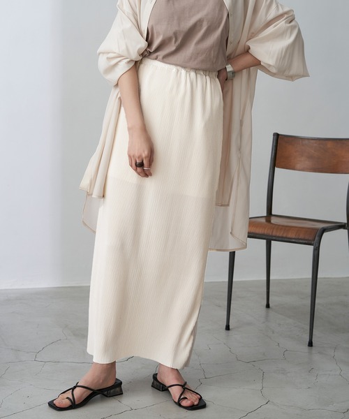 Chaco closet（チャコ クローゼット）の「プリーツストレートロングスカート（スカート・レディース・チャコールグレー/ライトグレー/ブラック/ブルー/ライトグリーン/アイボリー/グレー系その他/グレイッシュベージュ/コーラル・FREE）」の11枚目の写真