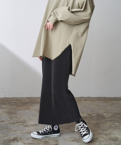 Chaco closet（チャコ クローゼット）の「プリーツストレートロングスカート（スカート・レディース・チャコールグレー/ライトグレー/ブラック/ブルー/ライトグリーン/アイボリー/グレー系その他/グレイッシュベージュ/コーラル・FREE）」の14枚目の写真