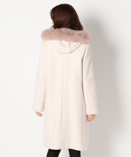 MISCH MASCH ファー付ロングコート 白　ホワイト　ノーカラー　フード セール】□2024秋冬新作□ファー付きフードロングダウン/MM448608