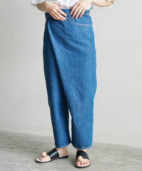 nitca（ニトカ）の「10ozデニム　おがみパンツ（デニムパンツ・レディース・インディゴブルー/キナリ/サックスブルー・FREE）」の8枚目の写真